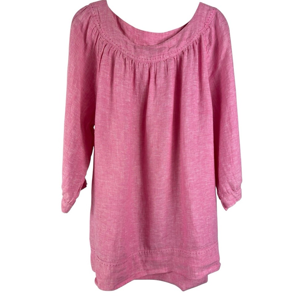 Lands End Linen 100% Shirt Preppy Resort  Old Money 14-16 XL Oversized